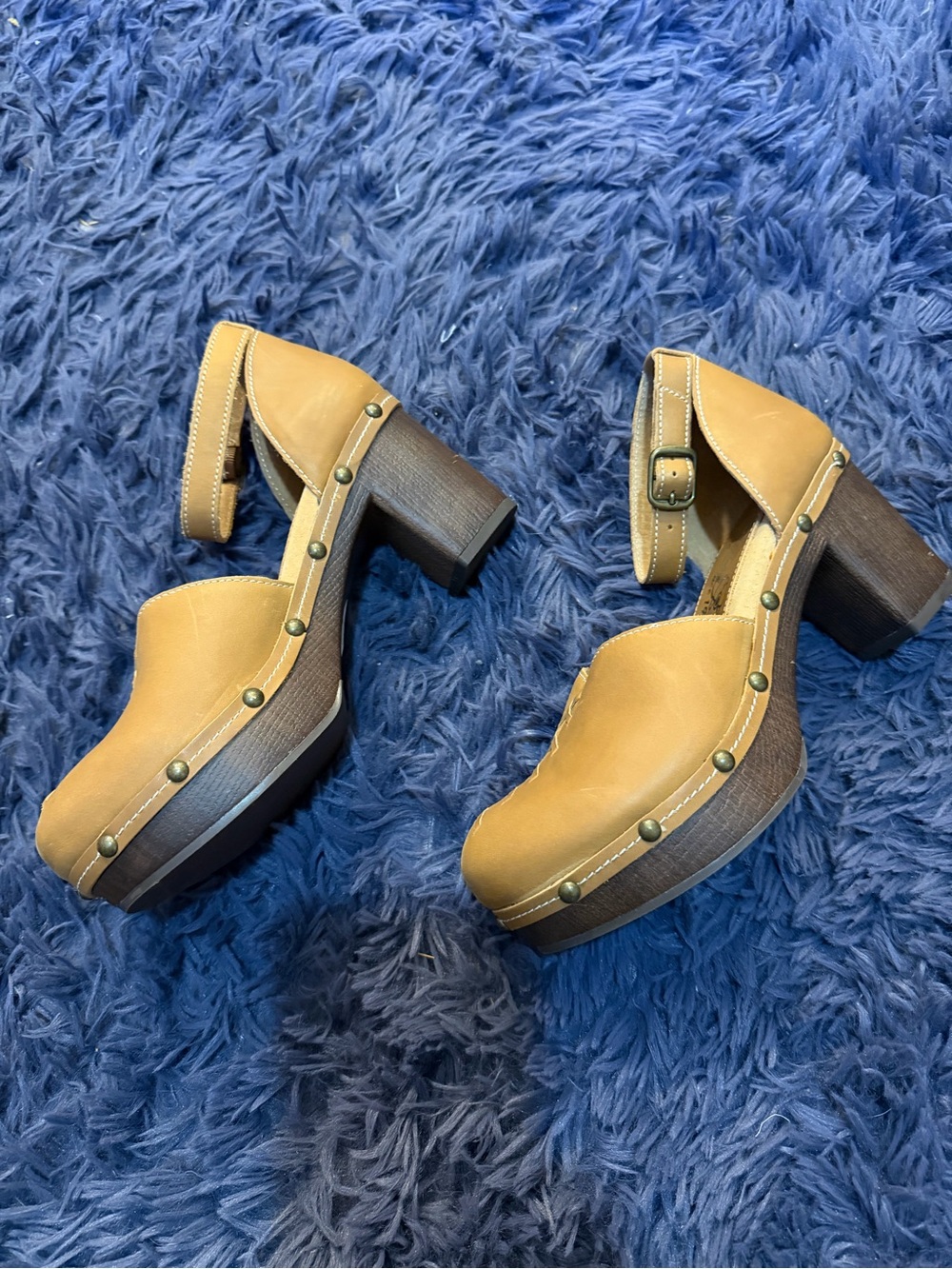 Sbicca Tan Platform Clog  with Studded Trim